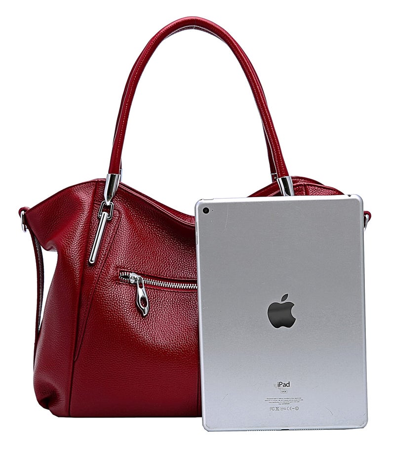 HESHE Soft Leather Handbags for Women Shoulder Handbags Tote Hobo Purses Satchel Bags Classic Women Purses Cross Body Bag (Wine) - Image 4